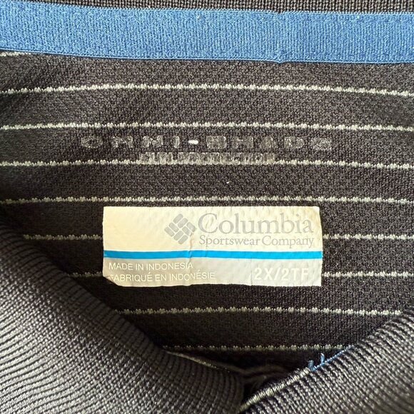 Columbia Utilizer Polo Short Mens 2X Omni Shade Wicking Black Striped - Picture 4 of 5